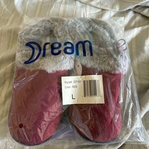 Soft fuzzy red slippers